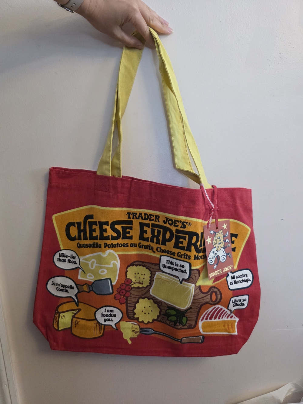 NWT Trader Joe's Cheese Experience Reusable Tote - Red & Yellow